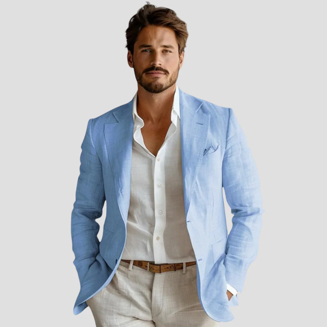 Cavendro | Tailored Cotton Blend Blazer Jacket