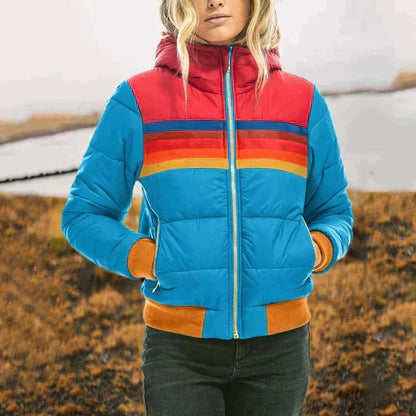 Cleo | Women’s Retro Color Block Puffer Jacket
