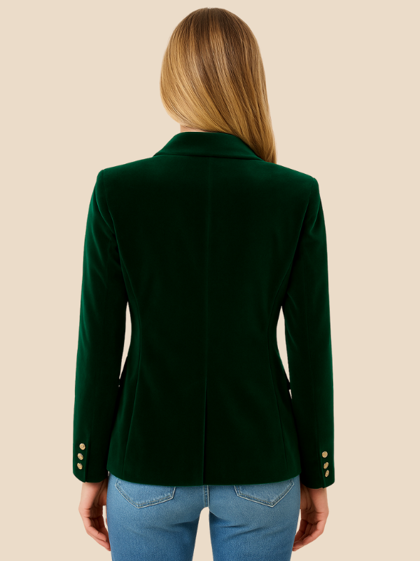 Gabriella | Velvet Blazer with Gold Button Accents