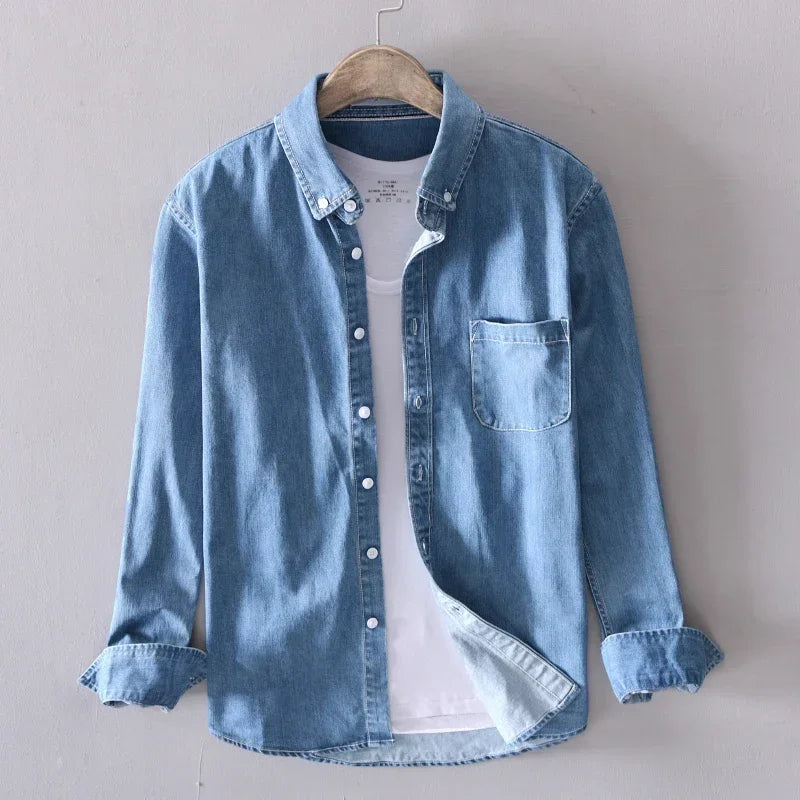 Caleon | Men’s Classic Denim Cotton Shirt