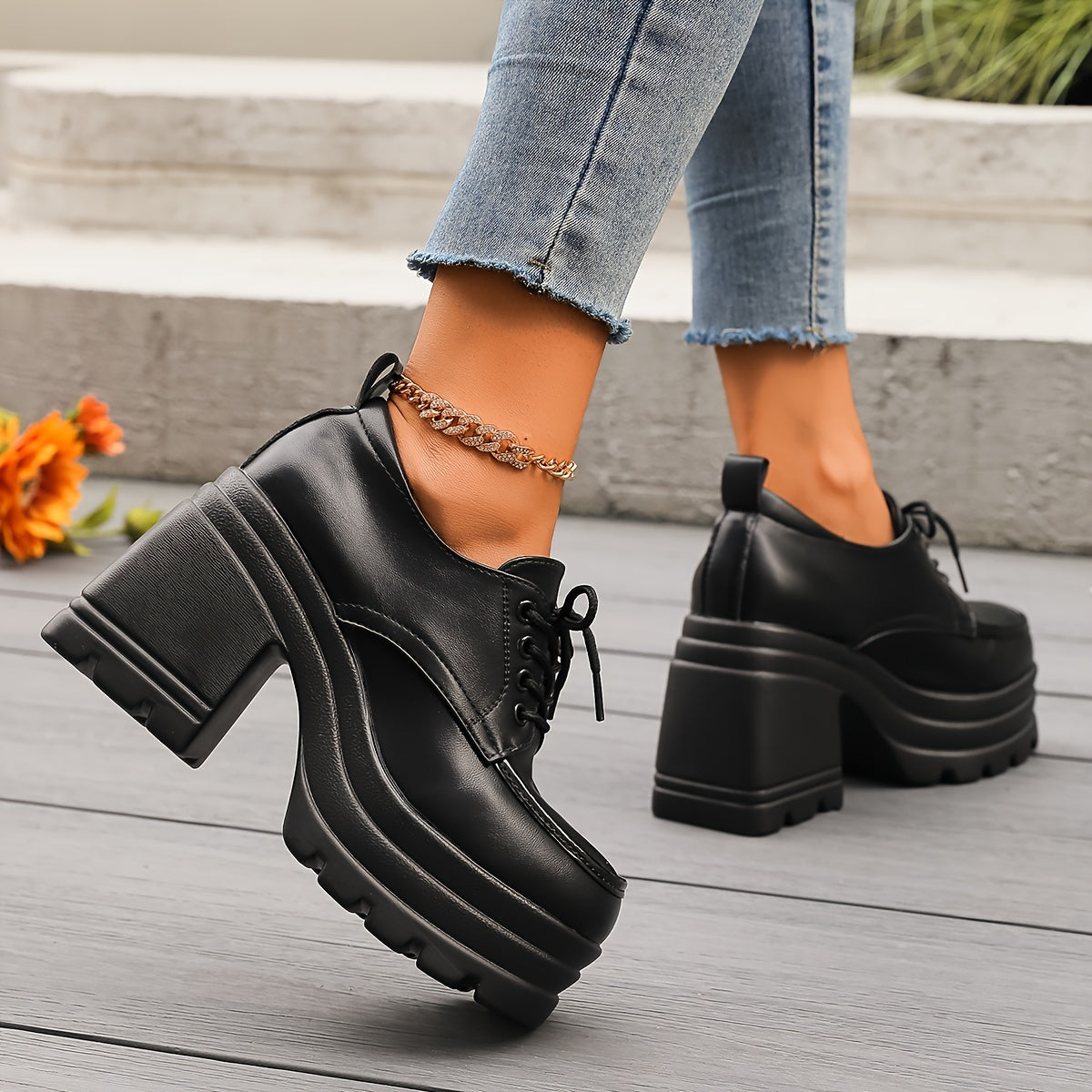 Celvane | Women’s Platform Lace-Up Oxfords