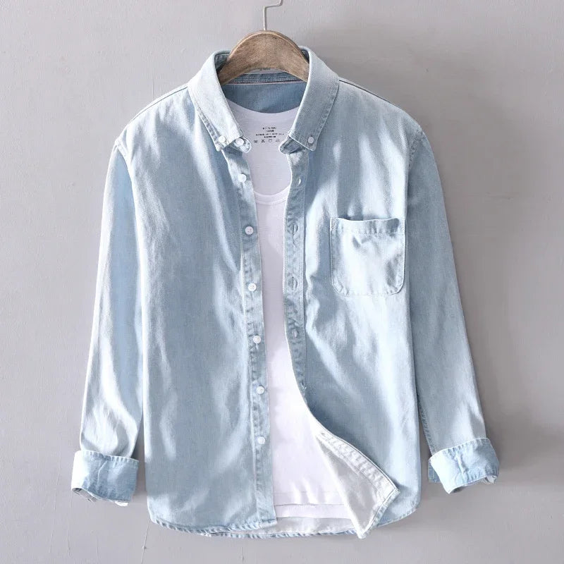 Caleon | Men’s Classic Denim Cotton Shirt