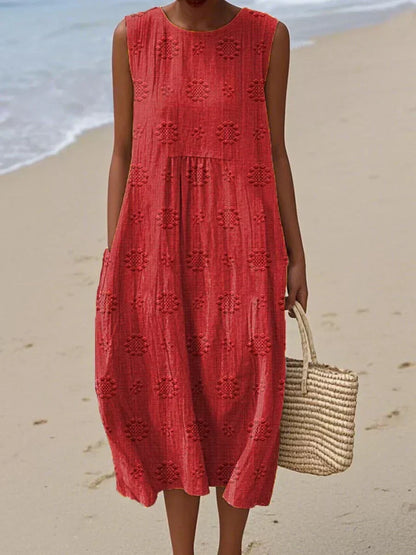 Lilith | Women’s Embroidered Sleeveless Midi Dress