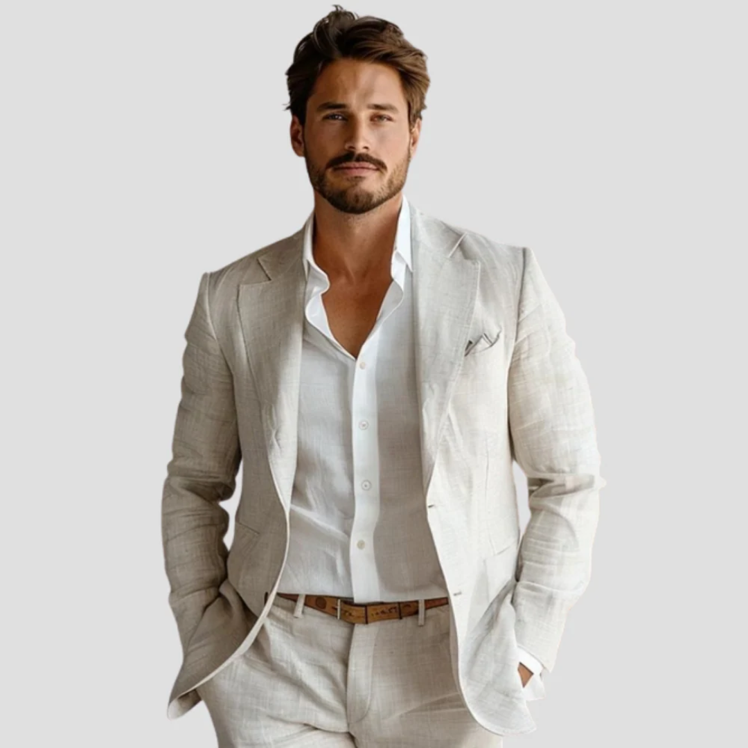Cavendro | Tailored Cotton Blend Blazer Jacket