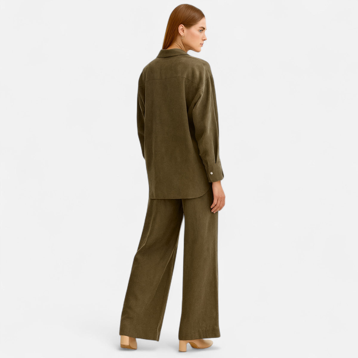 Quintessa | Women’s Linen Suit – Olive Heritage Elegance