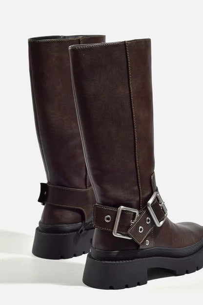 Rhea | Women’s Retro Buckled Knee-High Boots
