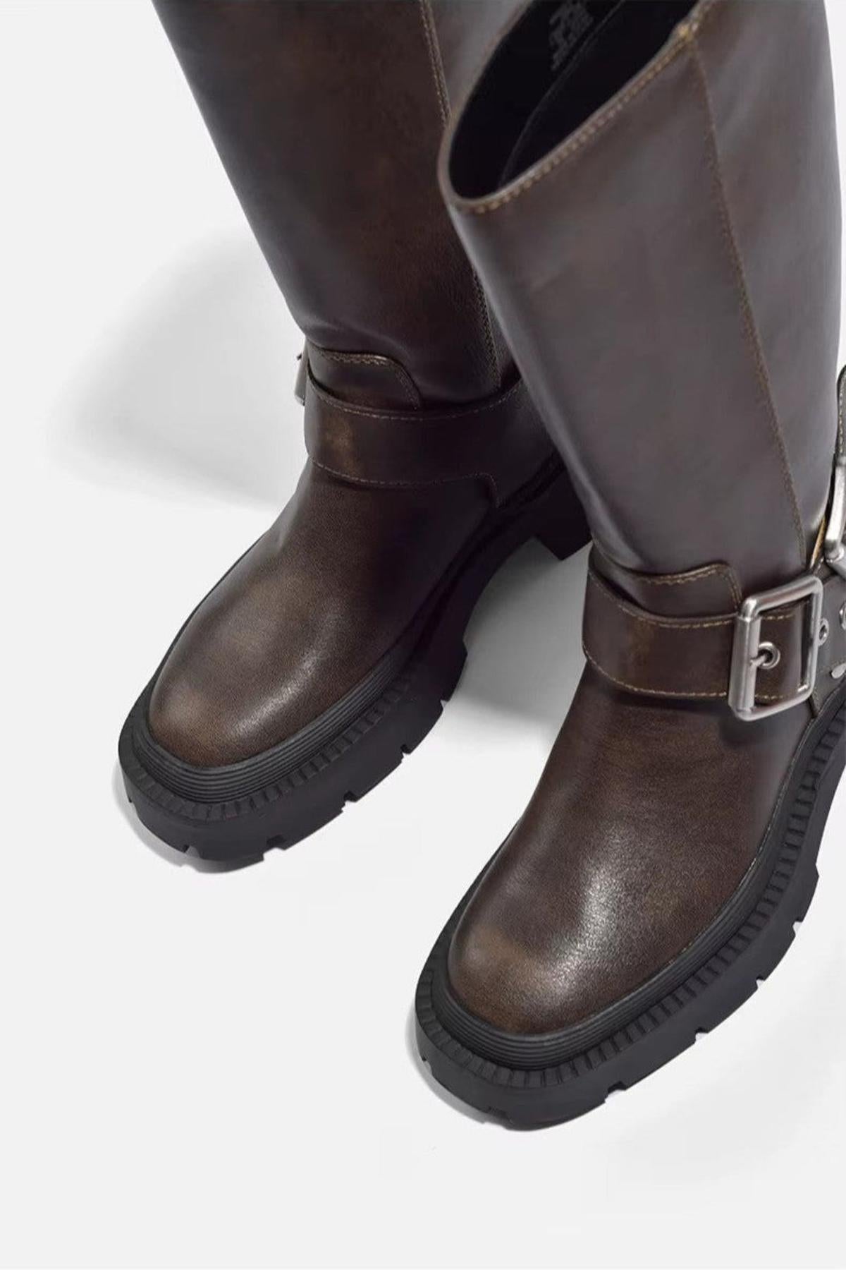 Rhea | Women’s Retro Buckled Knee-High Boots