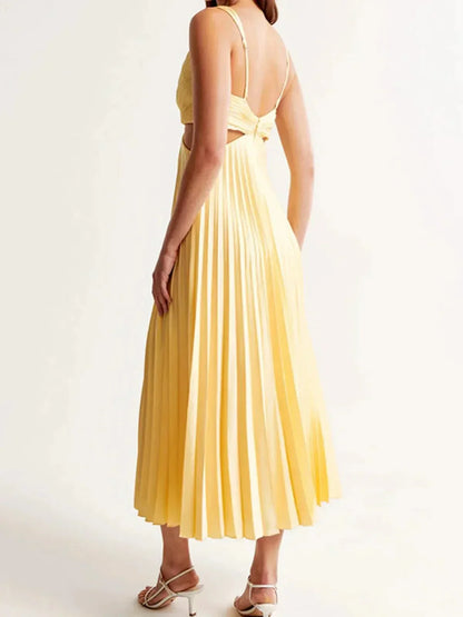 Berta | Women’s Pleated Cut-Out Maxi Dress