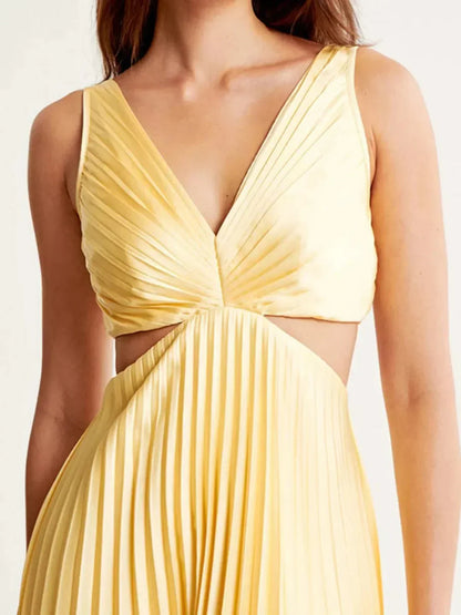 Berta | Women’s Pleated Cut-Out Maxi Dress