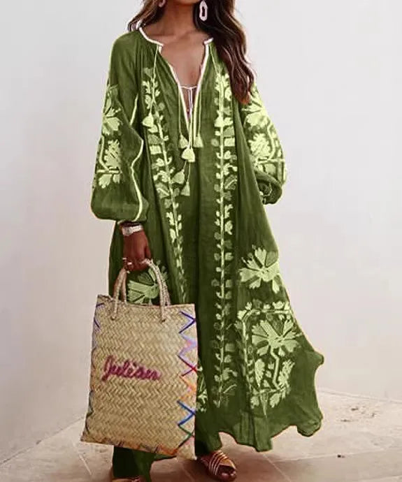 Xaviera | Women’s Embroidered Cotton Maxi Dress