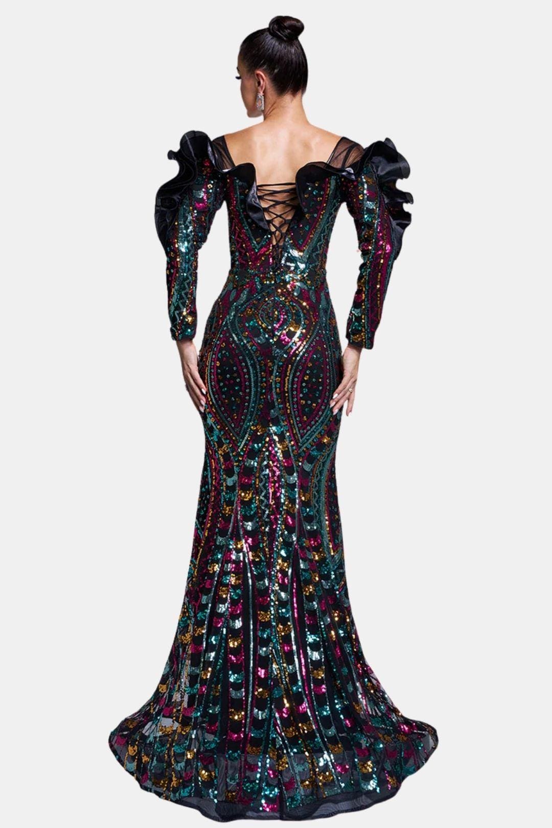 Serelisse | Ruffled Off-Shoulder Sequin Mermaid Evening Dress