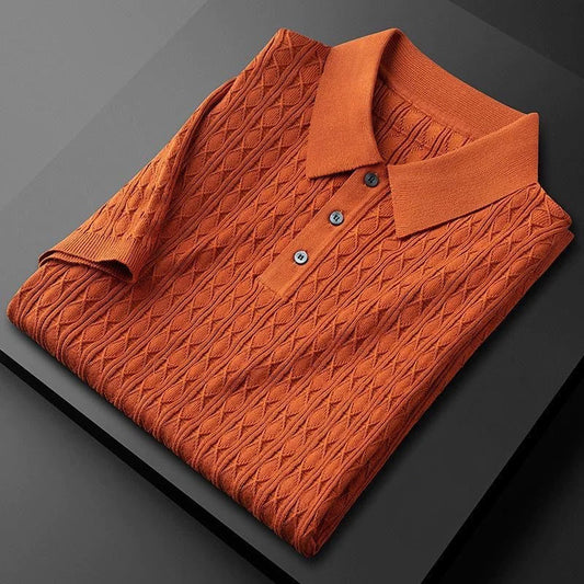 Jonathan | Men’s Elegance Diamond-Knit Polo Shirt