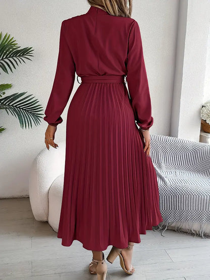 Presley | Women’s Pleated Belted Midi Dress
