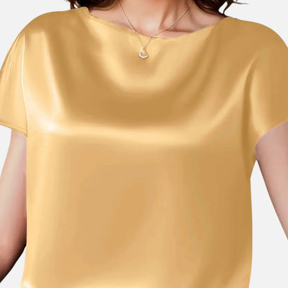 Quelloria | Women’s Satin Blouse – Short Sleeve Classic