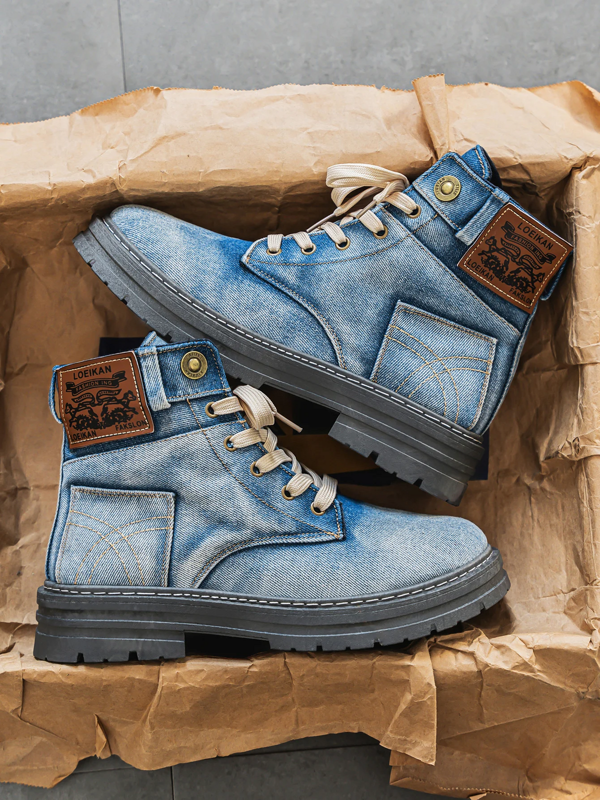 Weylan | Men’s Washed Denim High-Cut Boots