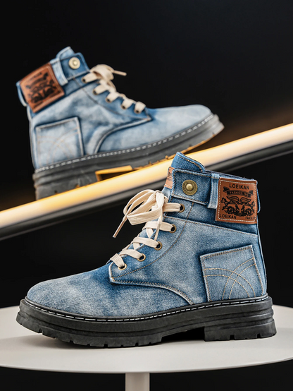 Weylan | Men’s Washed Denim High-Cut Boots