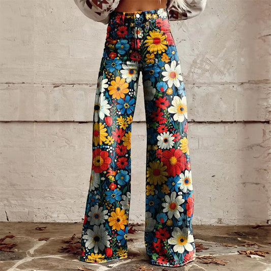 Marivara | Women’s Patterned Flared Jeans