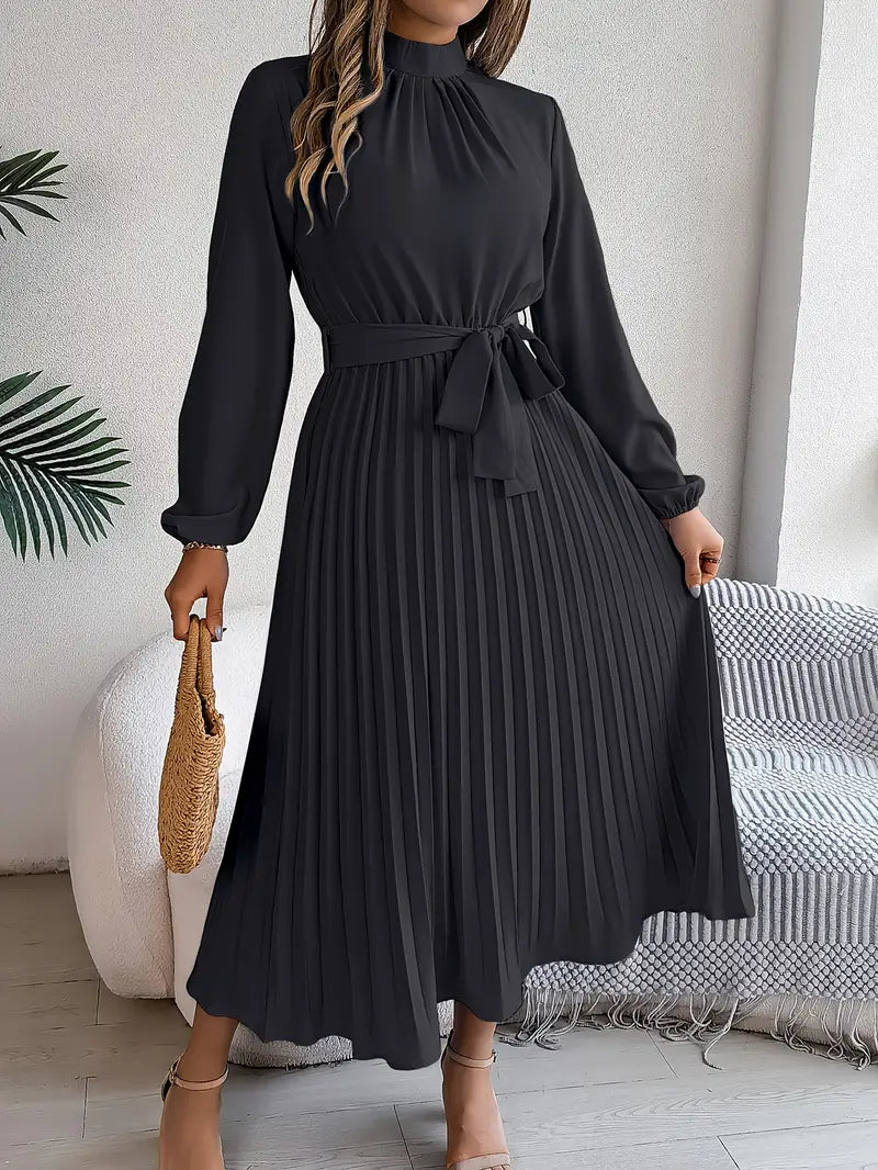 Presley | Women’s Pleated Belted Midi Dress