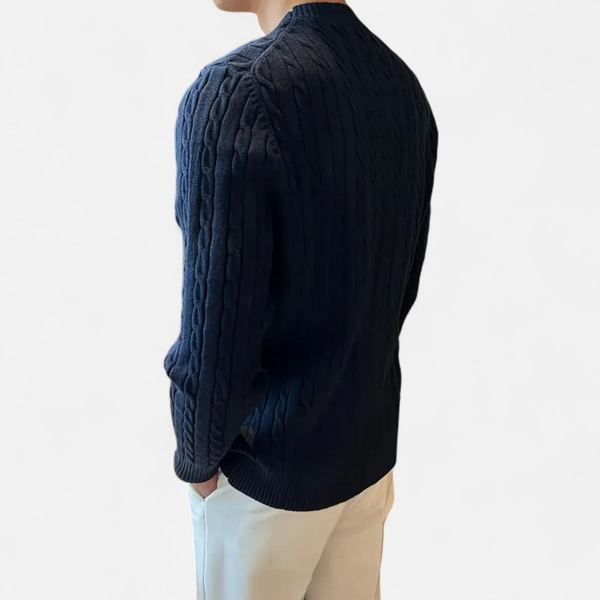 Ruvain | Men’s Cable-Knit Crew Sweater