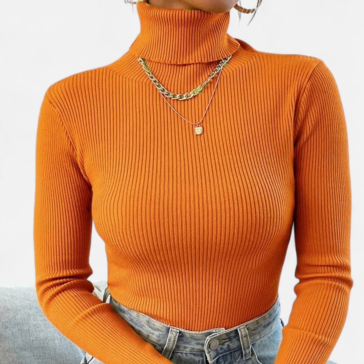 Jovetta | Women’s Ribbed Fold-Over Turtleneck Sweater