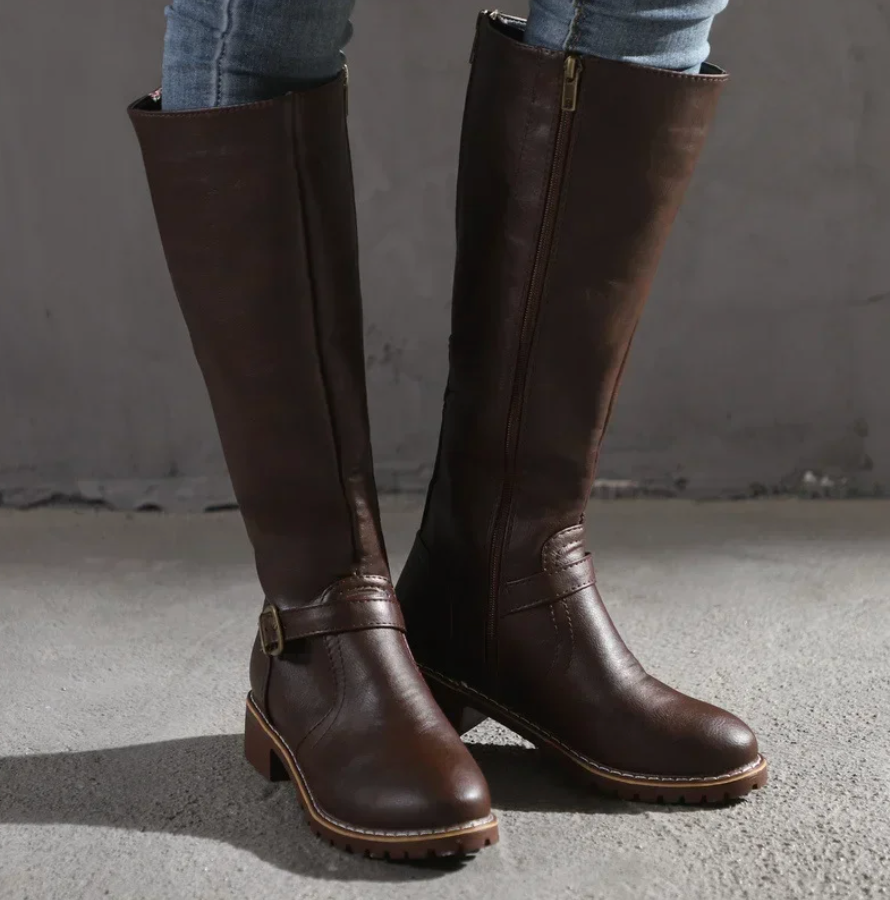 Noa | Women’s Knee High Buckle Strap Boots