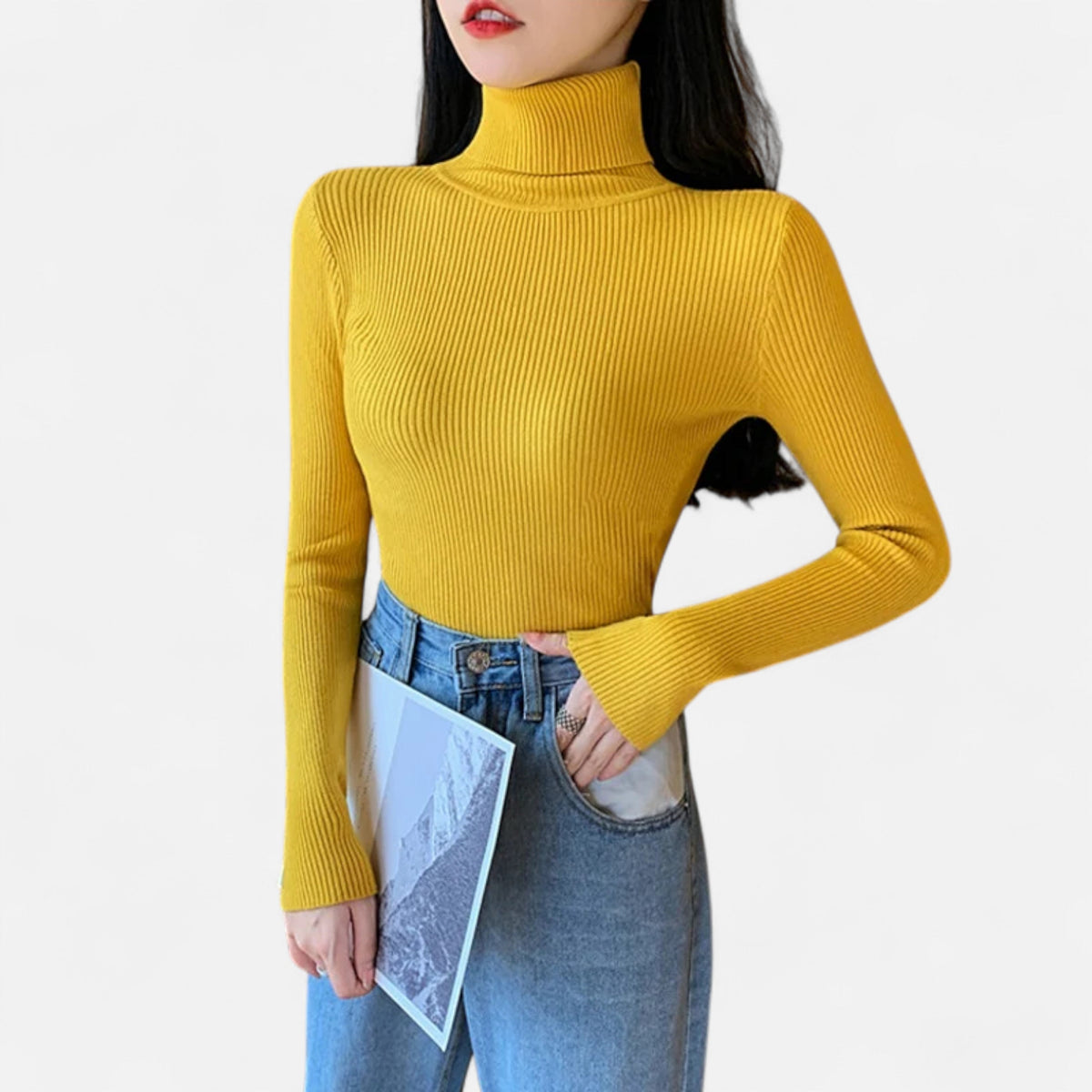 Jovetta | Women’s Ribbed Fold-Over Turtleneck Sweater